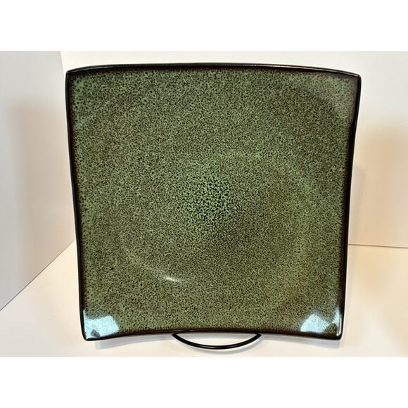 Gibson Gabbay Fusion Wasabi Square Salad Plates Set of 4 Green Stoneware - Picture 2 of 11